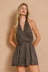 Autumn Dots Satin Romper