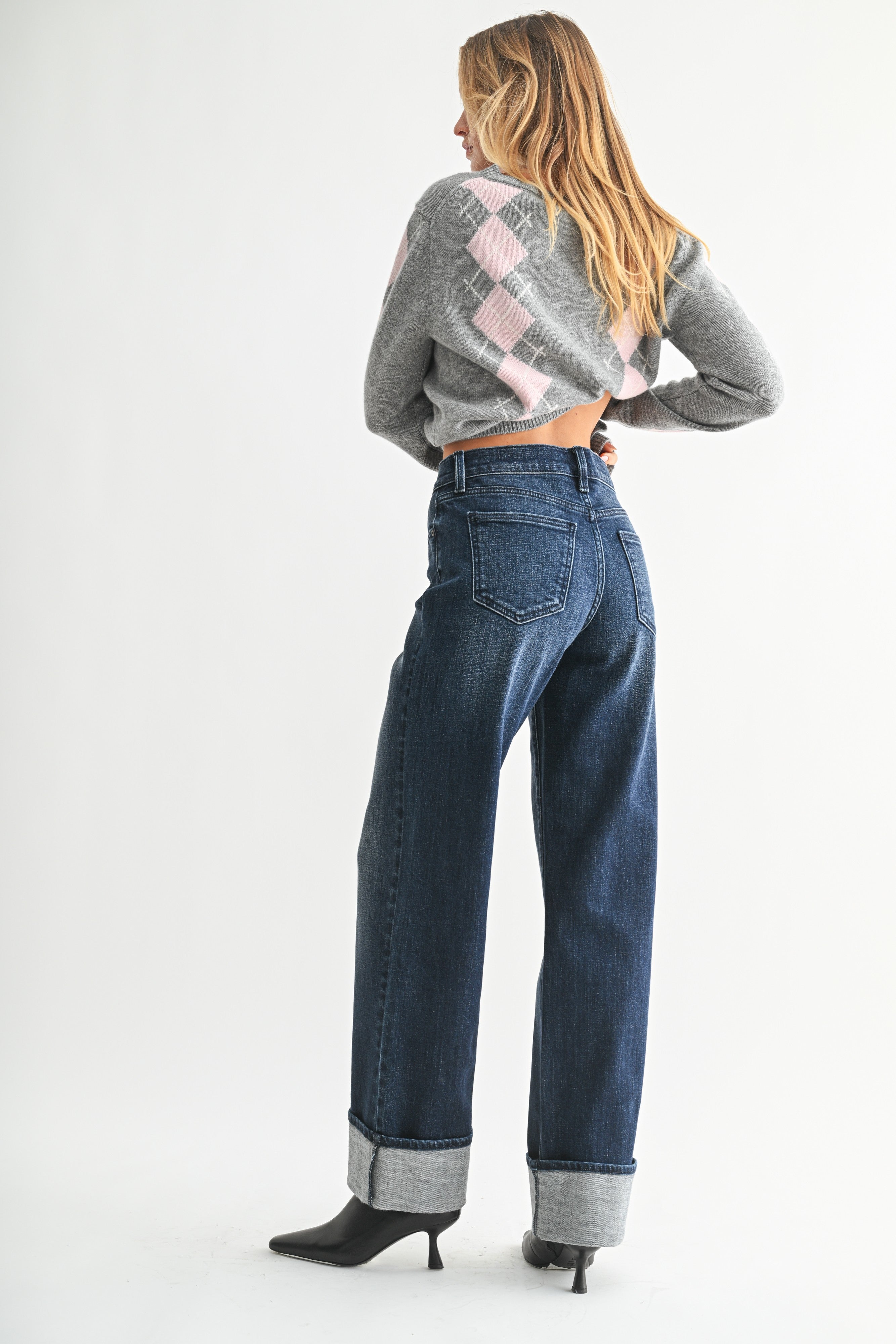 Harbor Cuffed Wide-Leg Jeans
