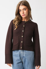 Cocoa Classic Knit Button Top