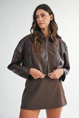Mocha Edge Cropped Bubble Jacket