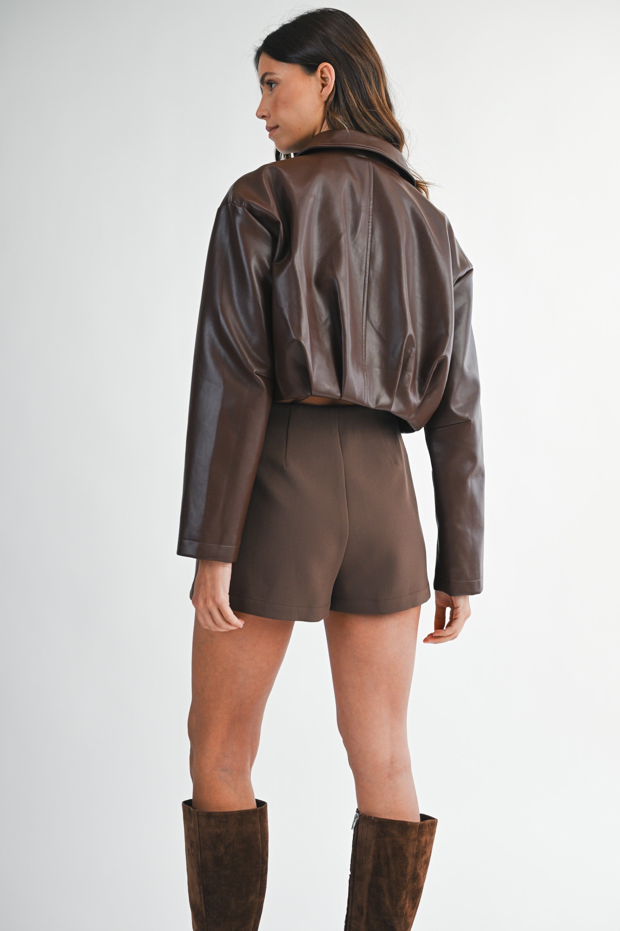 Mocha Edge Cropped Bubble Jacket