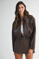 Mocha Edge Cropped Bubble Jacket