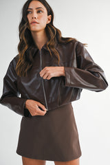 Mocha Edge Cropped Bubble Jacket