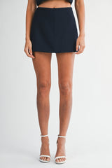 Navy Sleek High-Waist Mini Skort