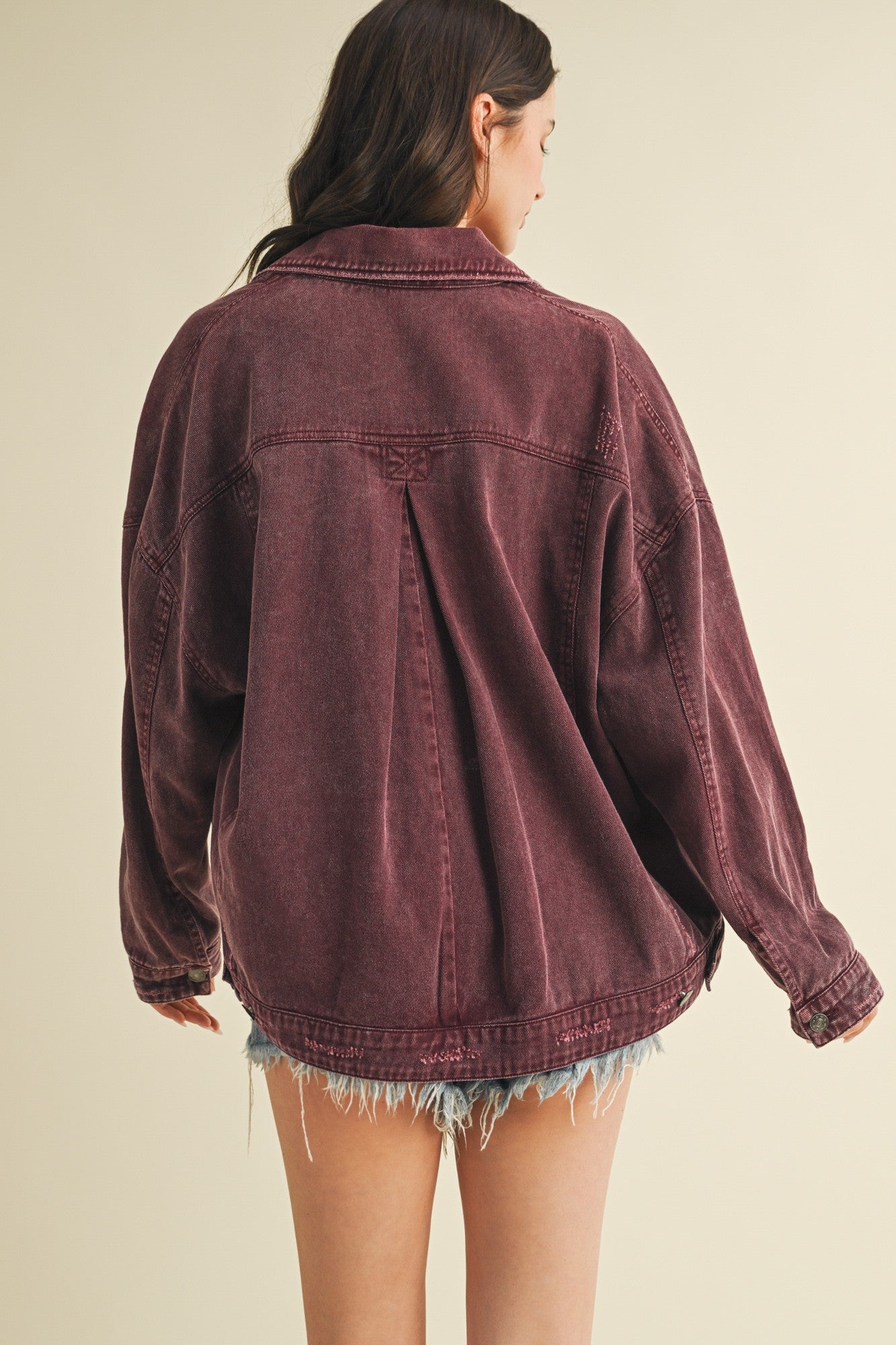 Cherry Glow Oversized Denim Jacket