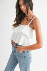 Shelly White Ruffle Top