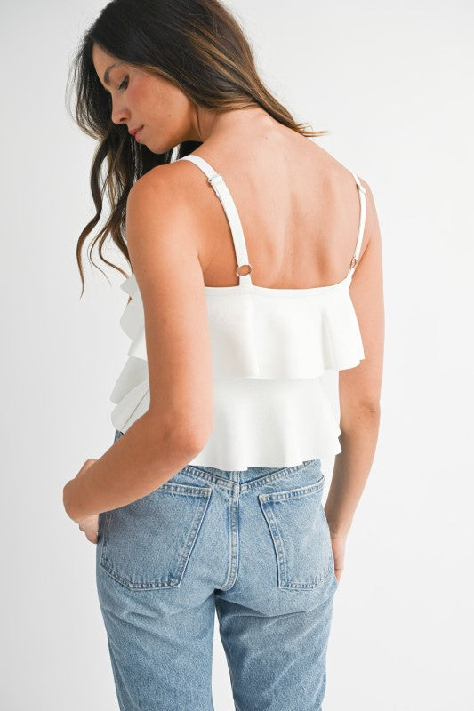 Shelly White Ruffle Top