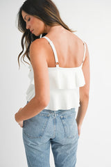 Shelly White Ruffle Top