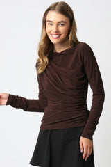 Cocoa Drape Asymmetrical Top