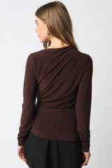 Cocoa Drape Asymmetrical Top