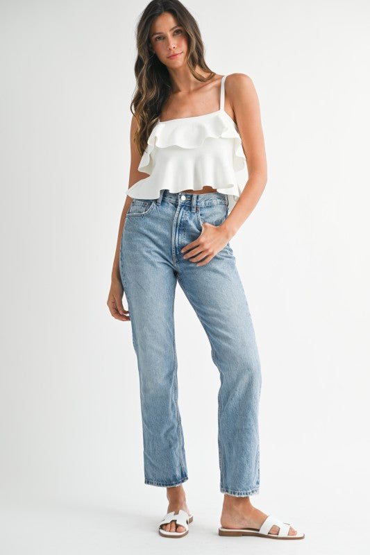 Shelly White Ruffle Top