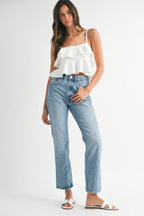 Shelly White Ruffle Top