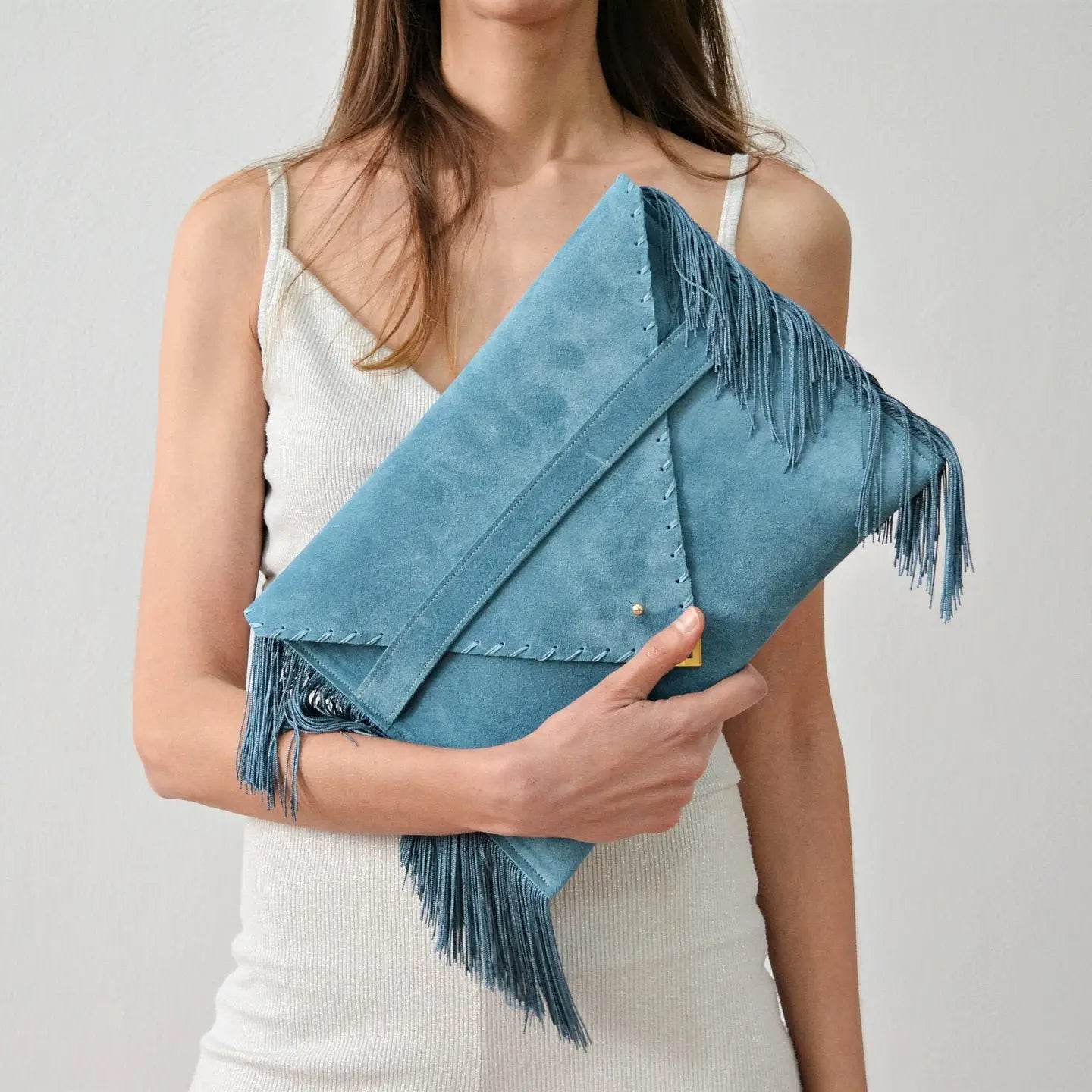 Blue Horizon Fringe Clutch