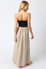 Contrast Linen Maxi