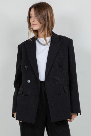 The Noir Crystal Pinstripe Blazer