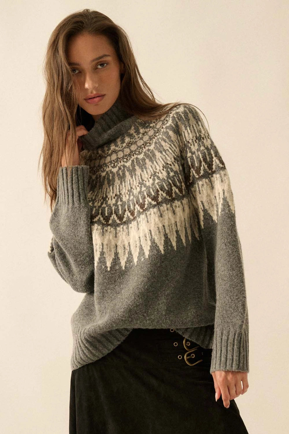 Highland Fair Isle Mock-Neck Sweater