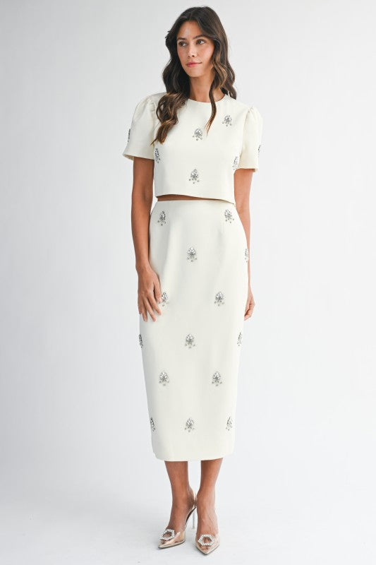 The Ophelia Embellished Midi Skirt