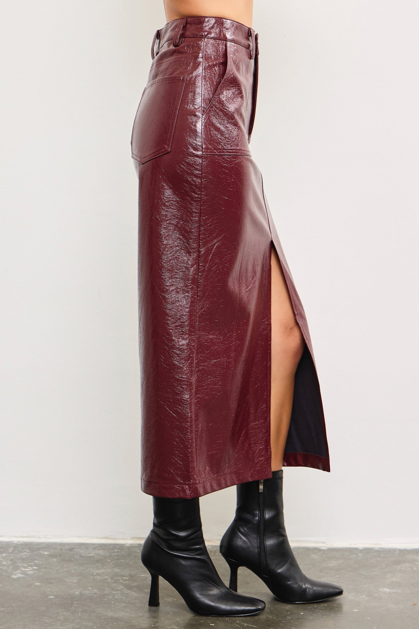 Merlot Vegan Leather Skirt