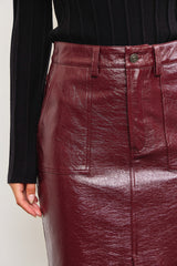 Merlot Vegan Leather Skirt