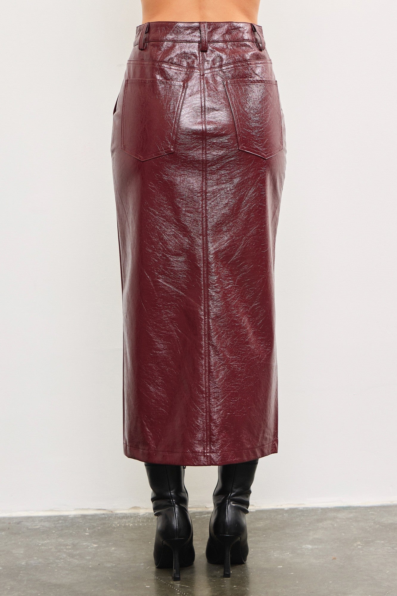 Merlot Vegan Leather Skirt