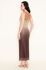 Earth Tone Ombre Mesh Maxi Dress