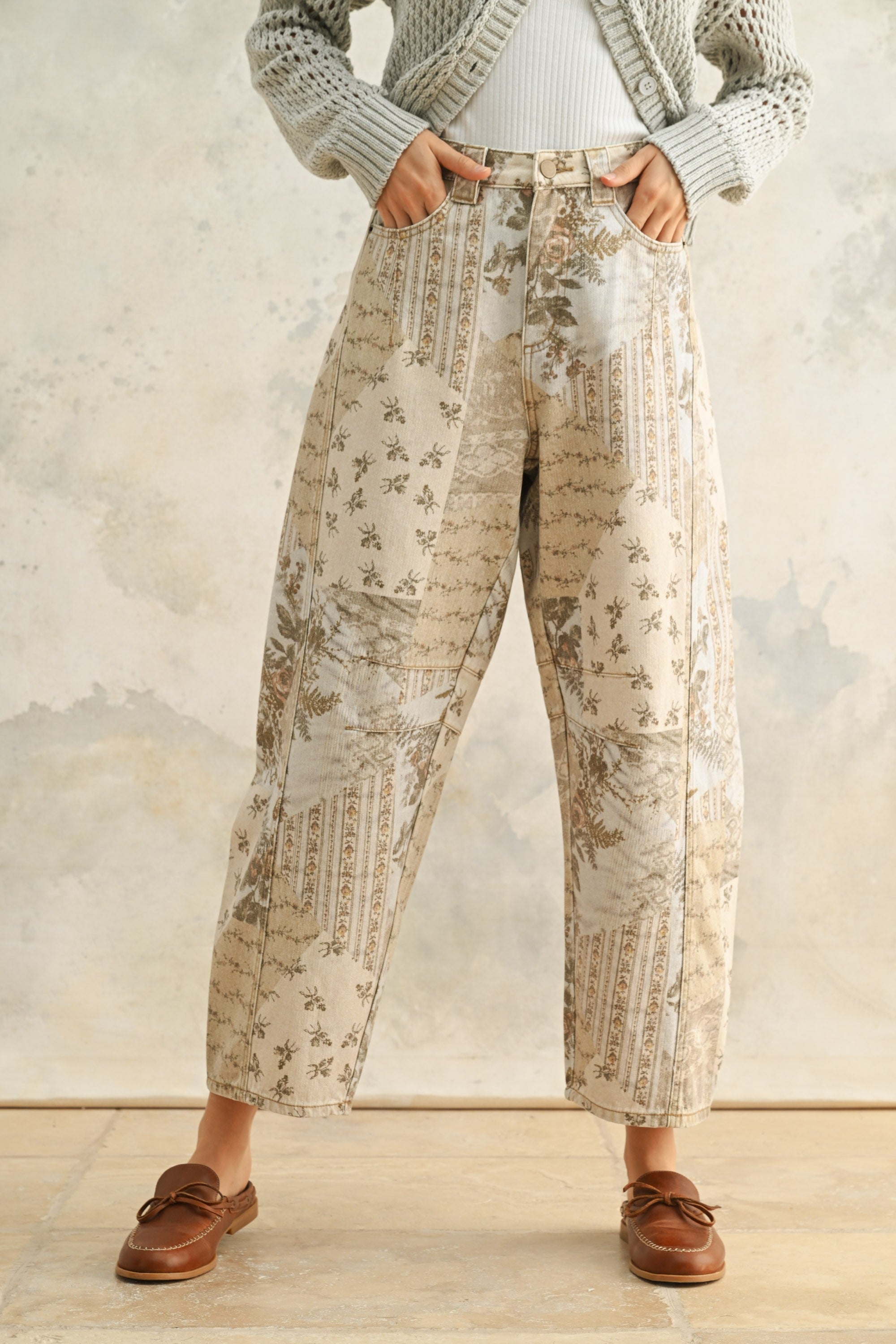 Floral Field Barrel Pants