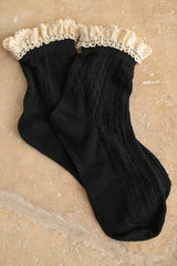 Midnight Pointelle Crochet Socks