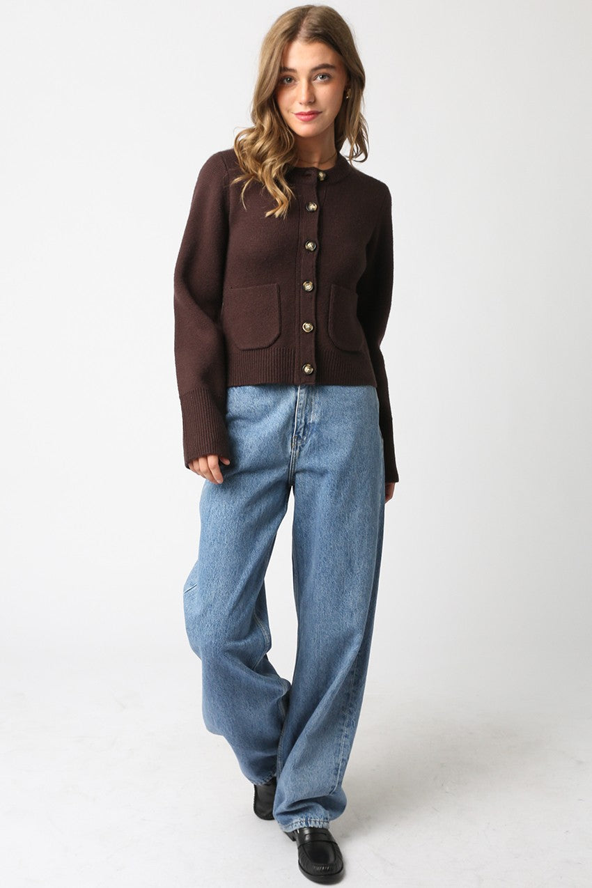 Cocoa Classic Knit Button Top