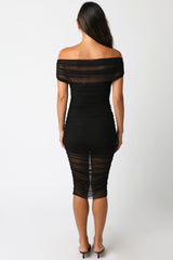 Midnight Veil Ruched Mesh Dress