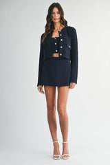 Navy Sleek High-Waist Mini Skort