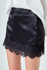 Midnight Kiss Satin Mini Skirt