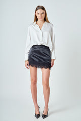 Midnight Kiss Satin Mini Skirt