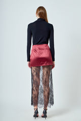 Rose Noir Lace-Trim Mini Skirt