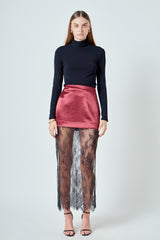 Rose Noir Lace-Trim Mini Skirt