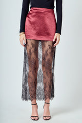 Rose Noir Lace-Trim Mini Skirt