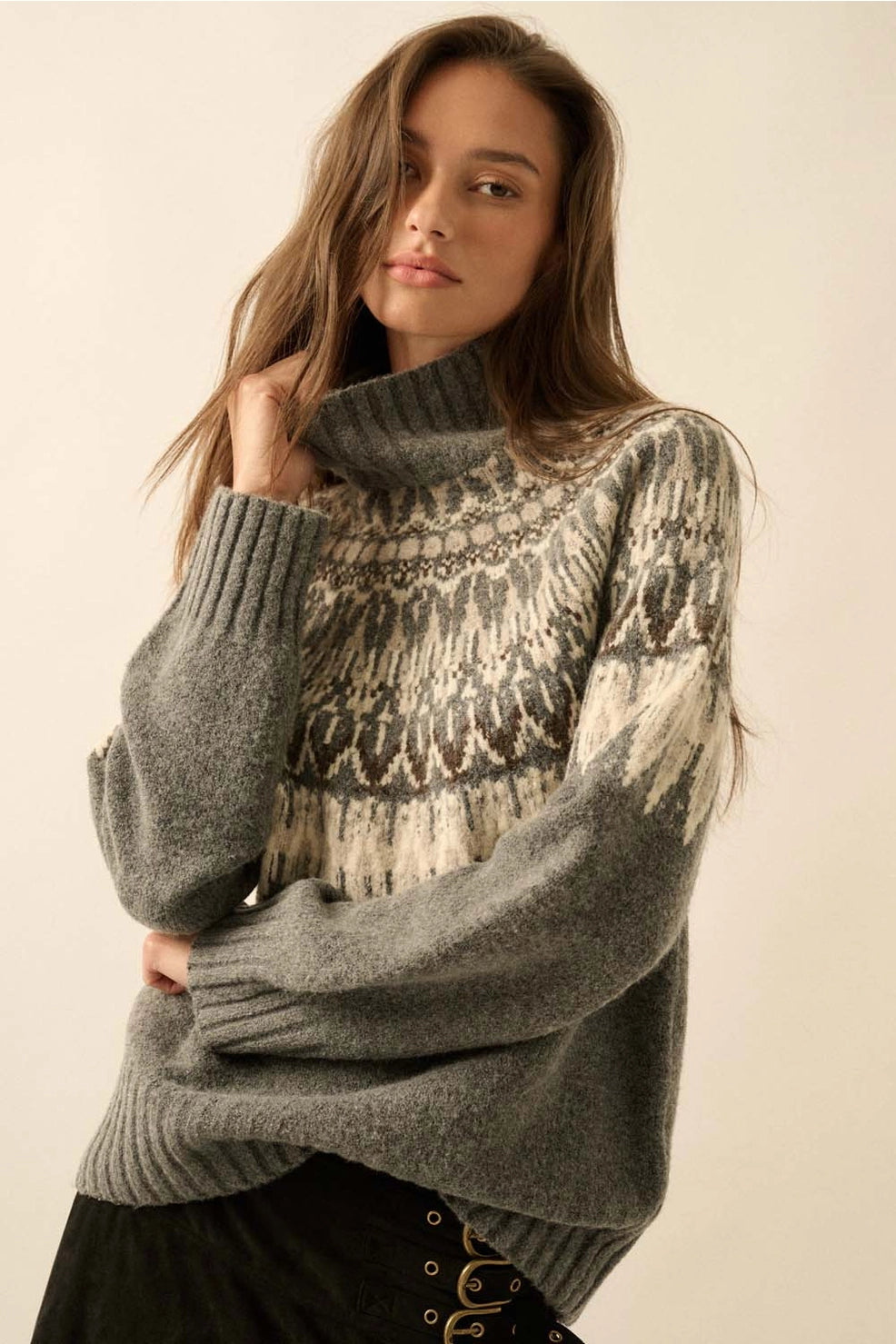 Highland Fair Isle Mock-Neck Sweater