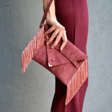 Rosewood Elegance Fringe Clutch