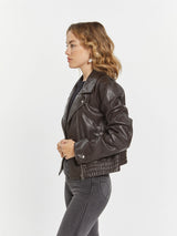 Chocolate Vegan Leather Jacket