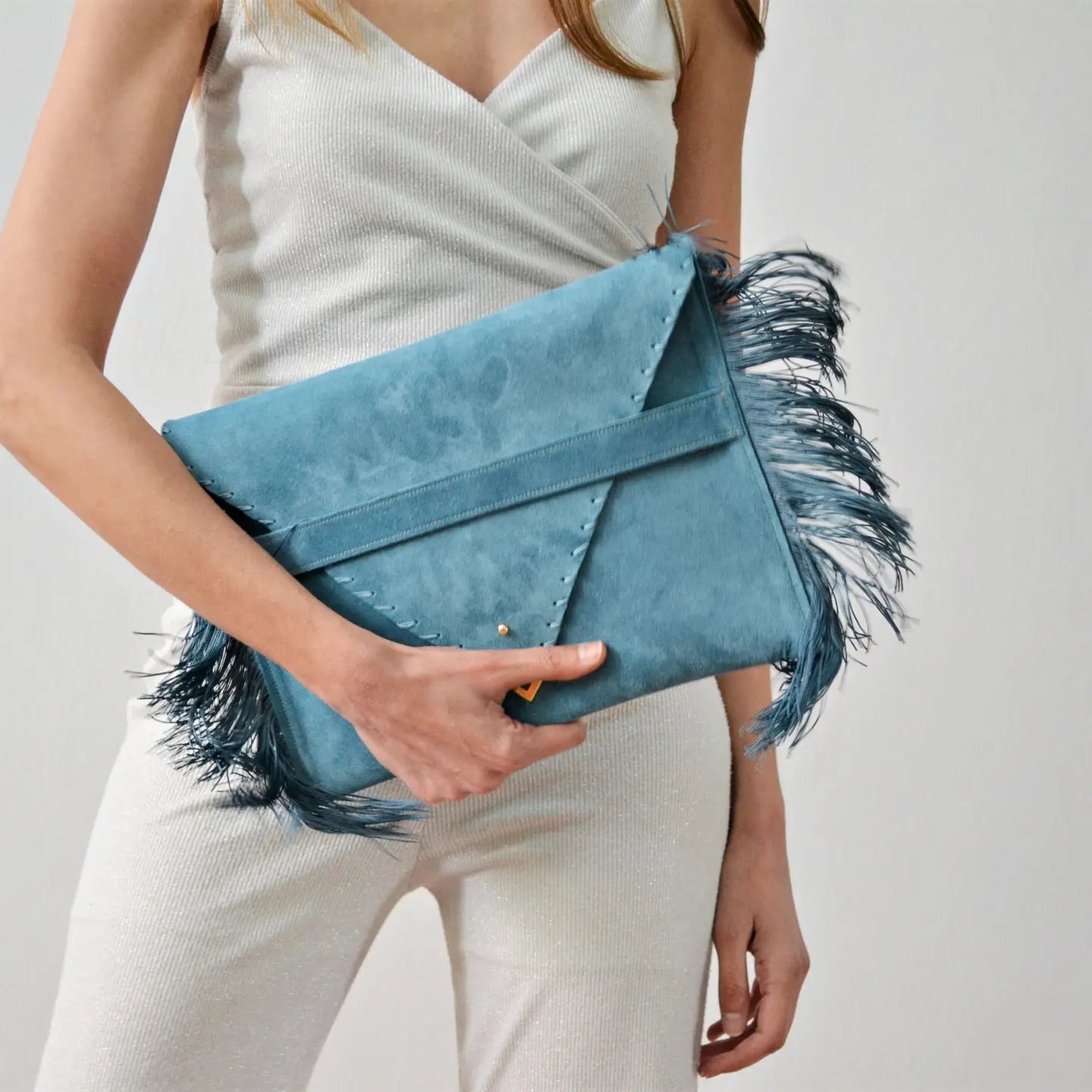 Blue Horizon Fringe Clutch
