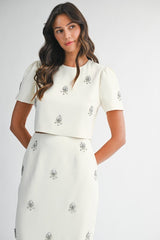 The Ophelia Embellished Puff-Sleeve Top