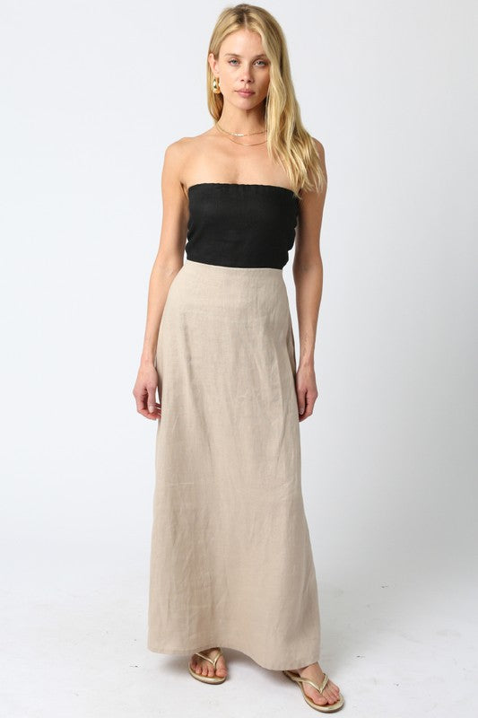 Contrast Linen Maxi
