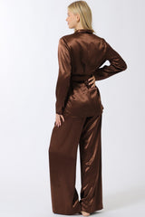 The Cocoa Satin Tailored Trousers