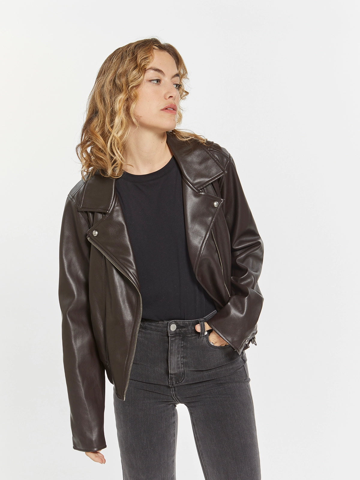 Chocolate Vegan Leather Jacket