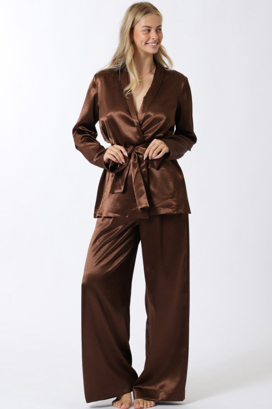 The Cocoa Satin Tailored Trousers