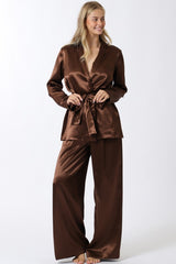 The Cocoa Satin Tailored Trousers