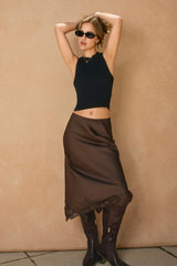 The Truffle Satin Slit Skirt