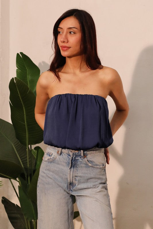 Navy Bubble Top