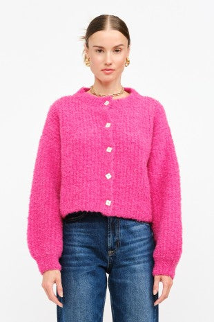 Fuchsia Flair Textured Cardigan